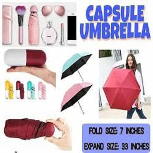 Mini Compact Fancy Umbrella with Sturdy Plastic Capsule Case