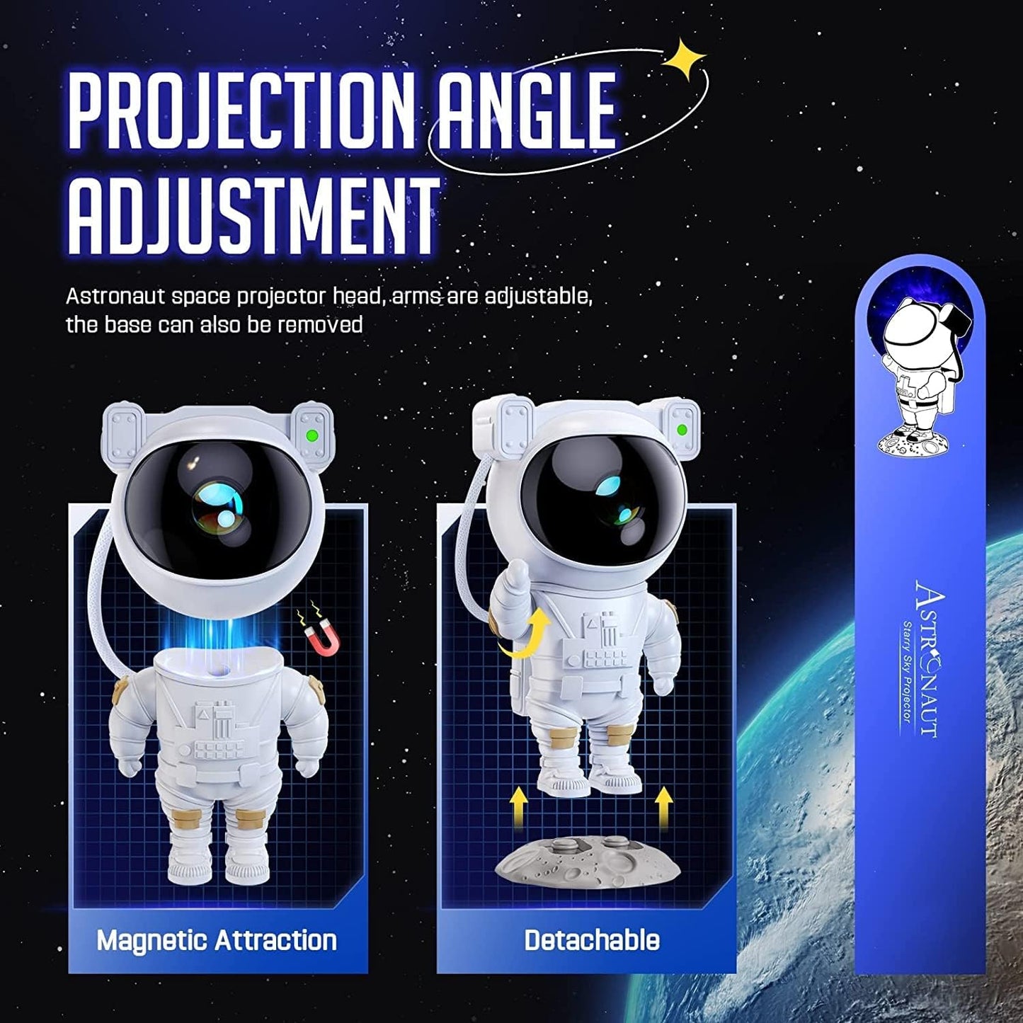 Astronaut Space Projector, Starry Nebula Ceiling LED Lamp with Timer