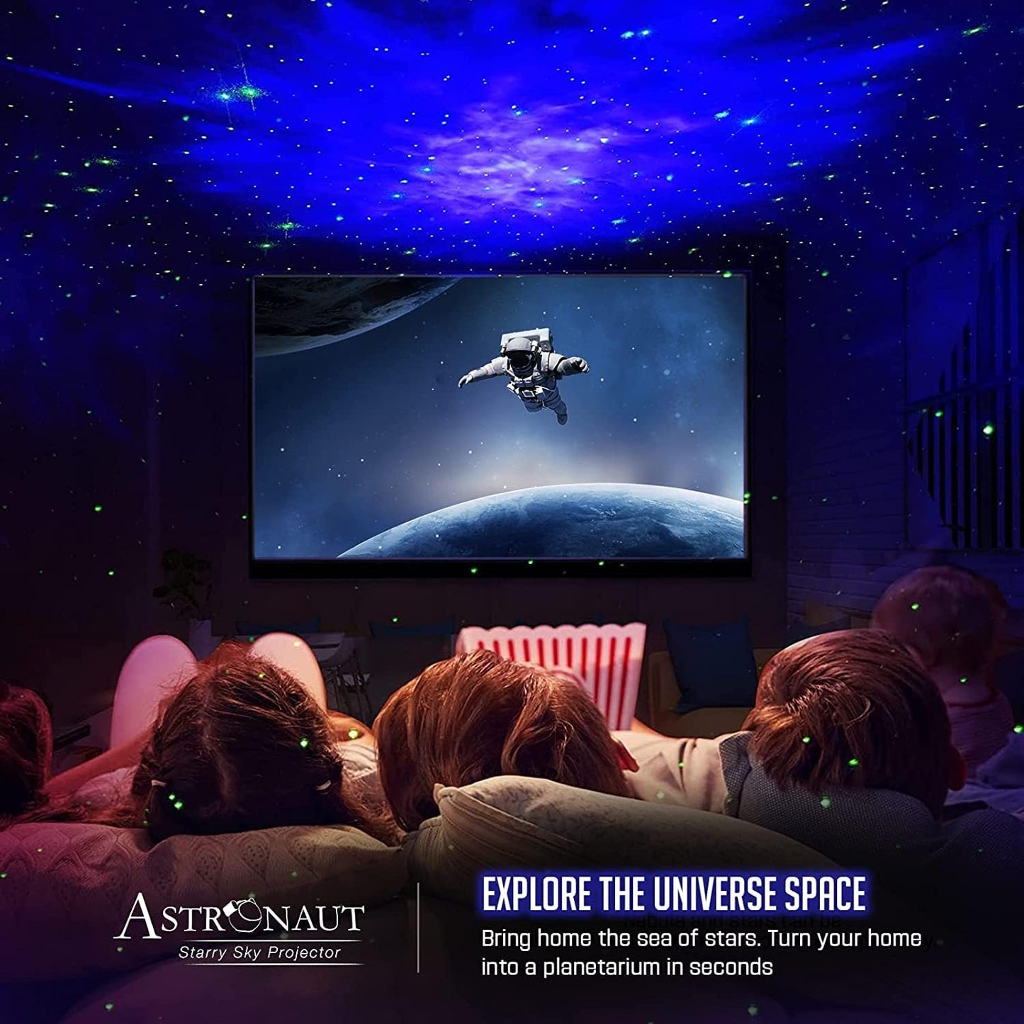 Astronaut Space Projector, Starry Nebula Ceiling LED Lamp with Timer